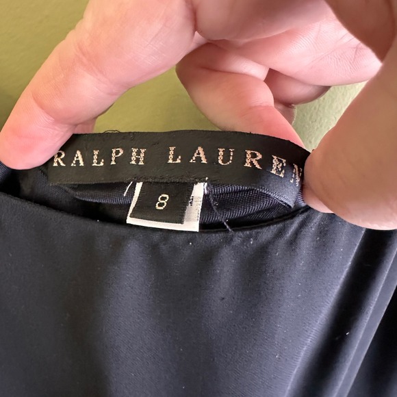 Ralph Lauren Black Pleated Cocktail Slip Dress Spaghetti Strap Sz 8 LBD Chiffon - Picture 8 of 11